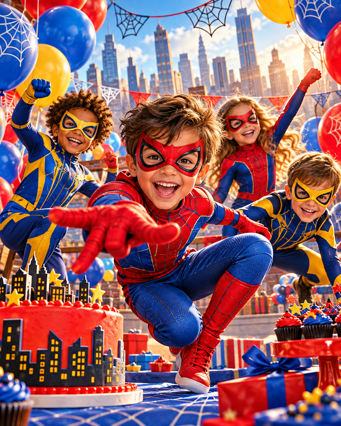 Vista previa de la plantilla Spider Friends para invitación de Cumpleaños